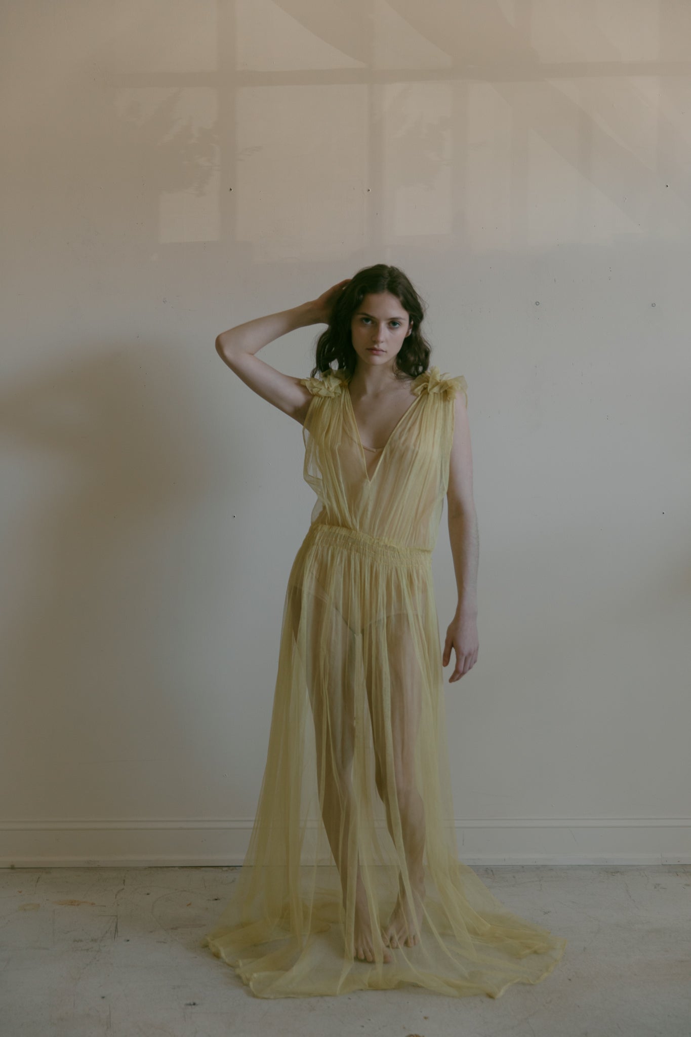 1930s yellow tulle gown