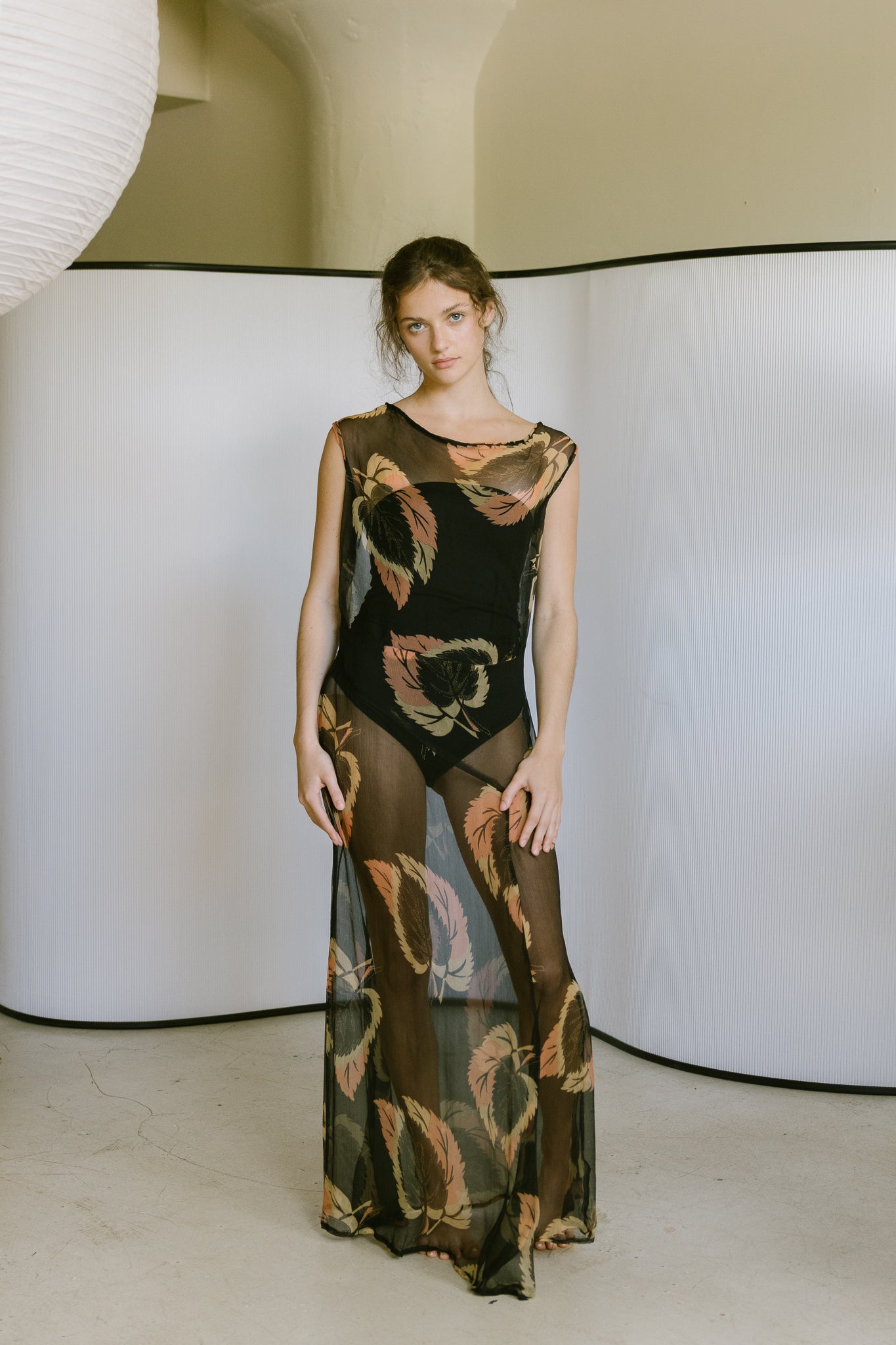 1920s resistance printed silk chiffon ensemble