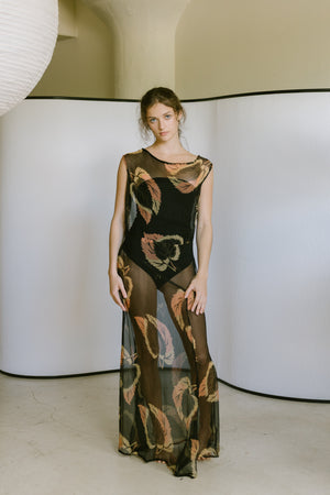1920s resistance printed silk chiffon ensemble