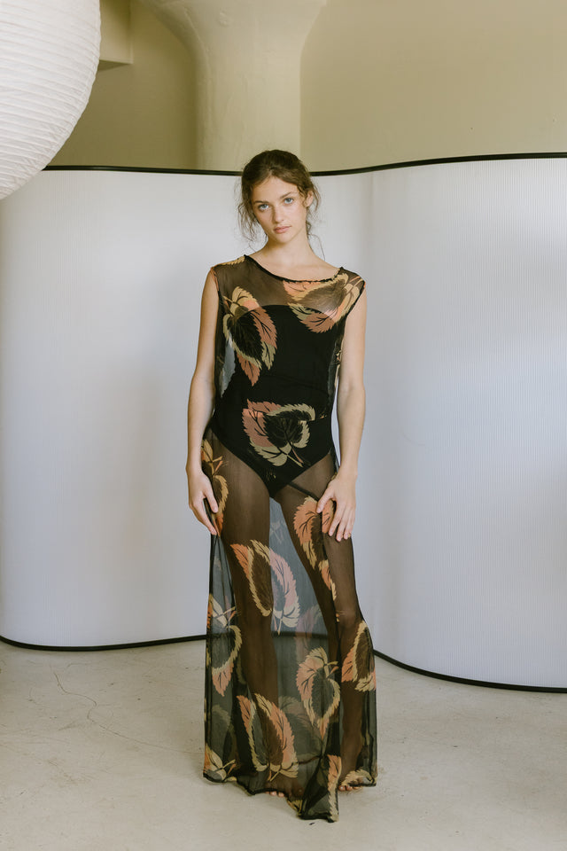 1920s resistance printed silk chiffon ensemble