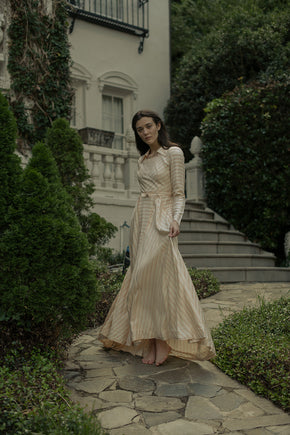 1940s striped silk gown