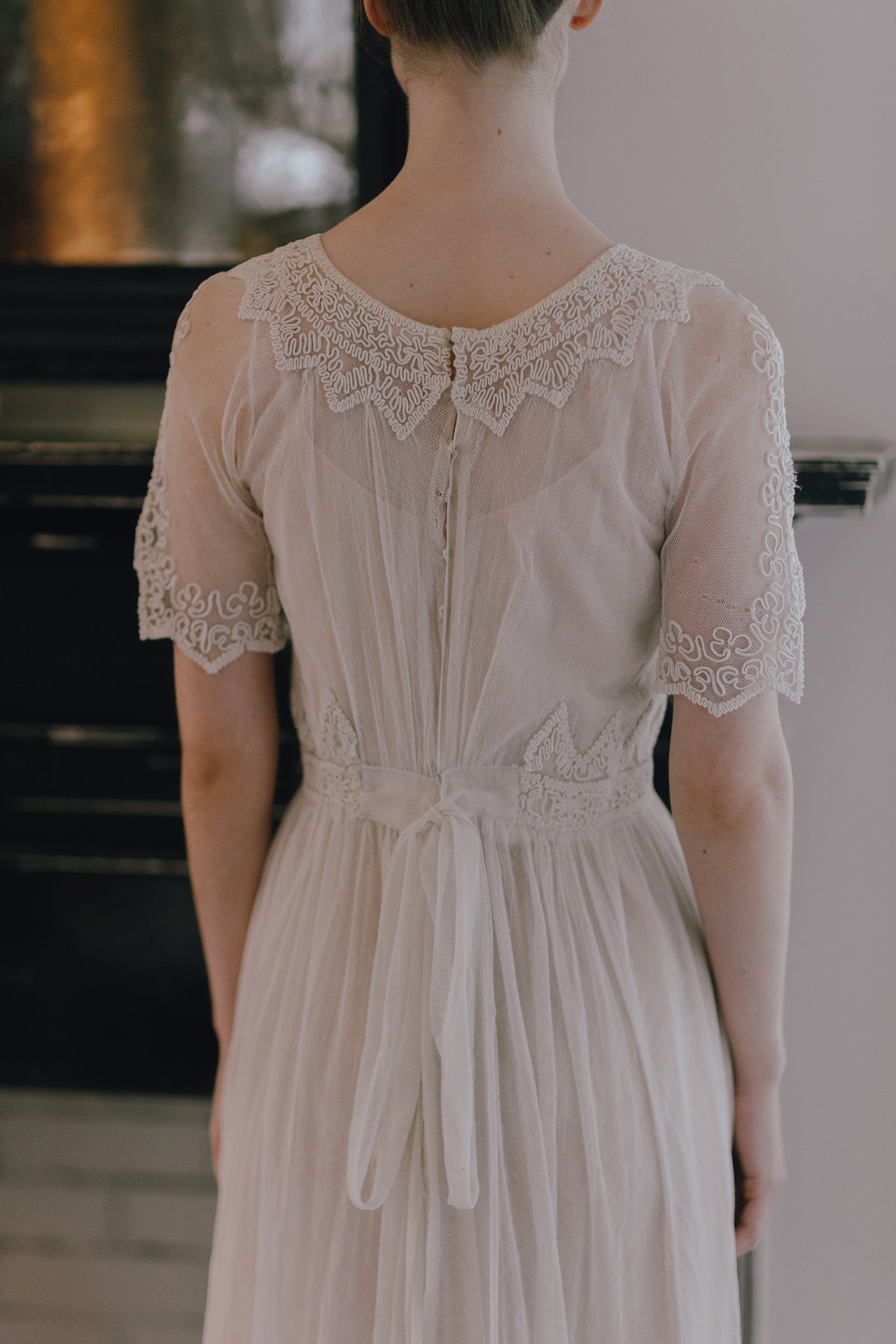 1910s soutache ivory net gown