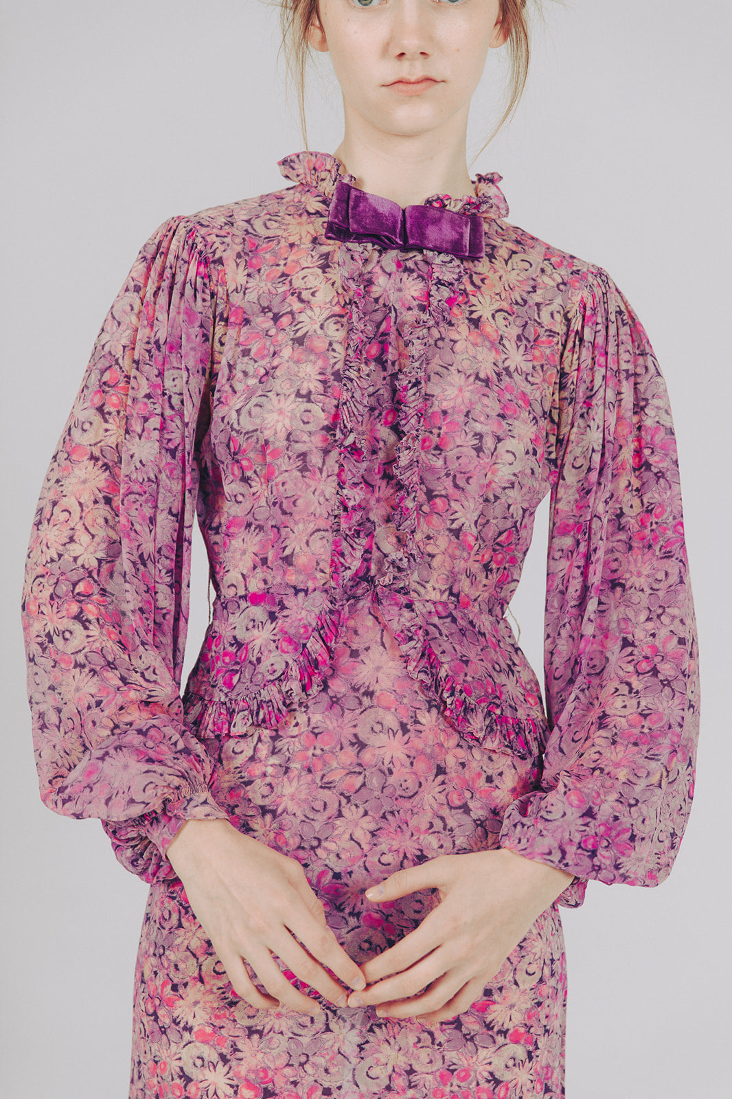 1930s silk chiffon floral dress