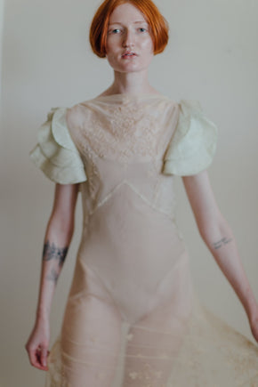 1930s embroidered net gown