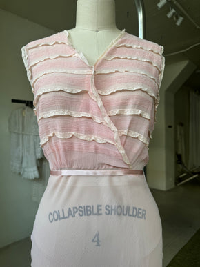 1930s crinkle silk chiffon gown, France