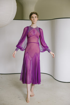 C. 1930s fuchsia silk gown
