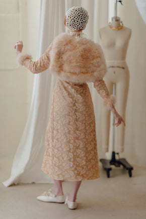 1930s appliquéd Marabou robe