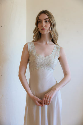 1930s bias muted sage silk nightgown, France