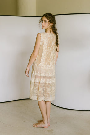 1920s filet lace net dress