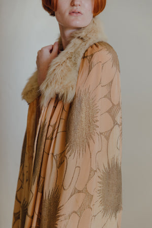 1920s silk velvet lamè & fur cape