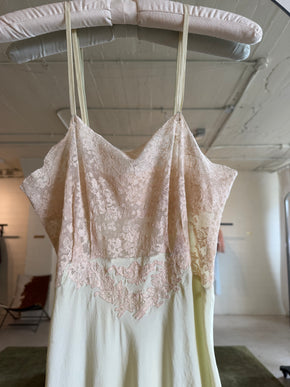 1930s pistachio silk lace slip