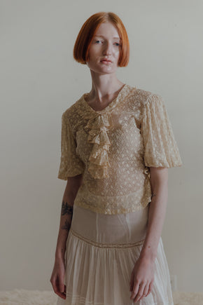 1930s lace puff sleeve blouse