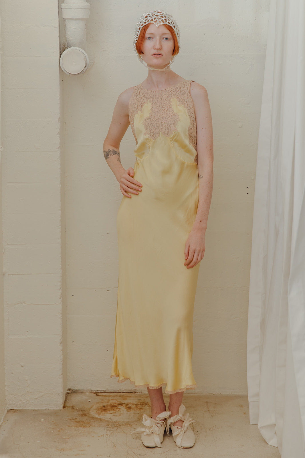 1940s silk canary nightgown
