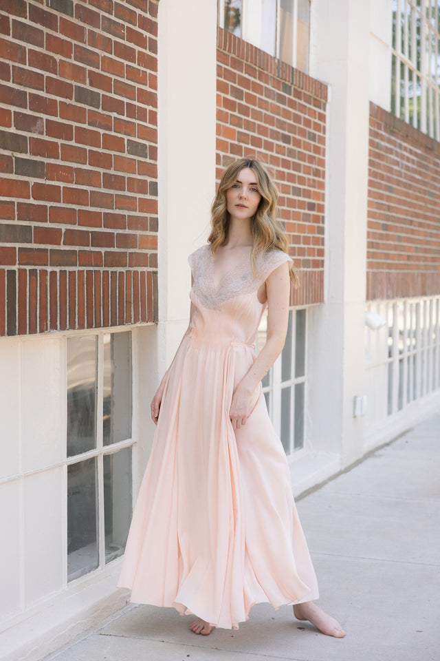 1930s Blush silk lace nightgown, France