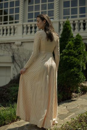 1940s striped silk gown