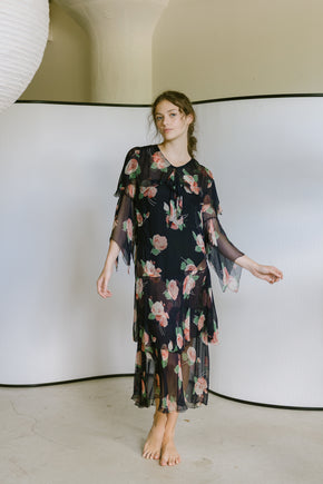 1920s printed chiffon dress