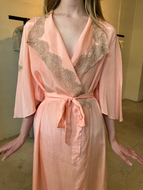C. 1930s silk lace bell sleeve robe