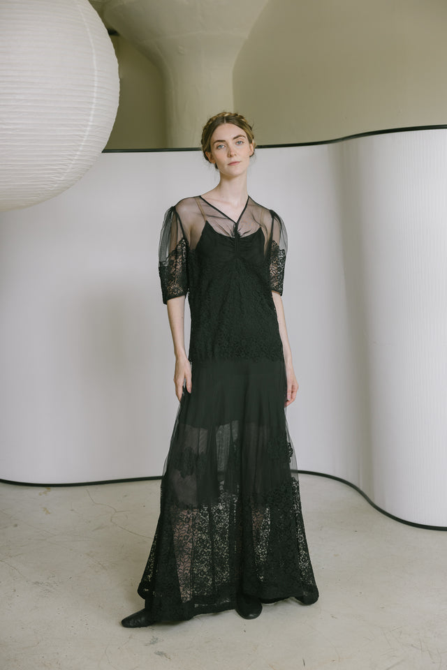1930s net lace gown