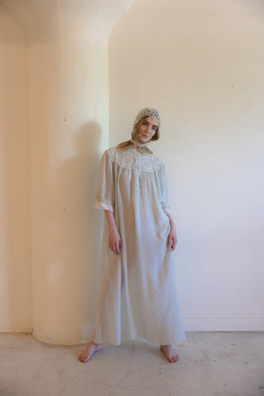 1930s French crepe chiffon lace nightgown