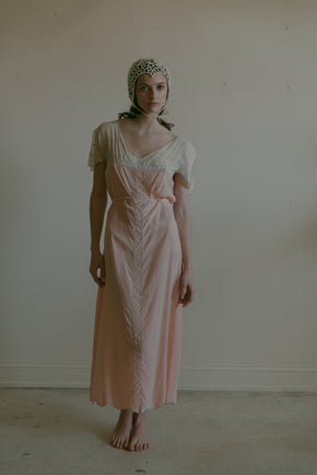 30s French silk monogram nightgown