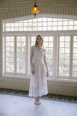 19th century tambour lace wedding coat gown