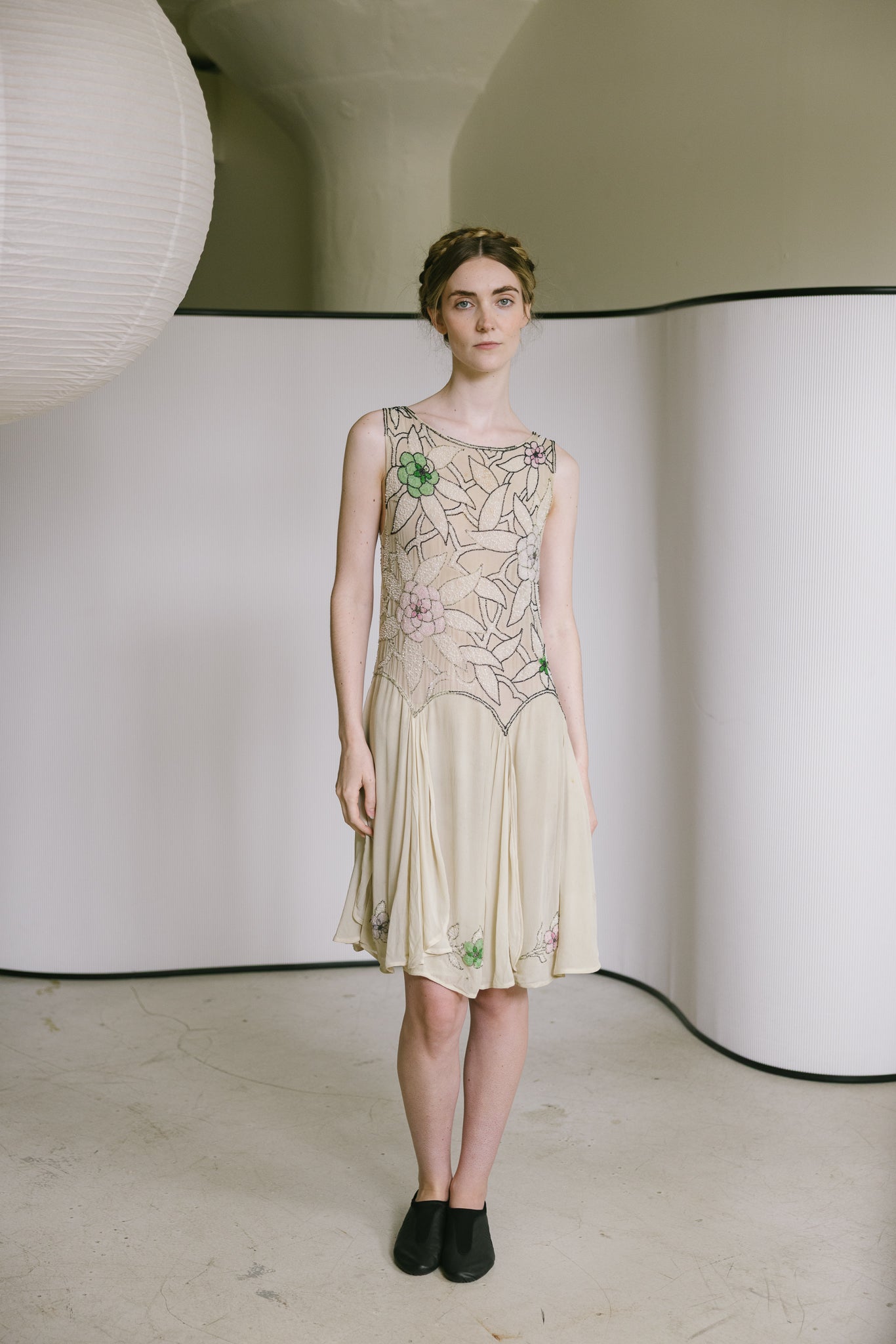 1920s silk chiffon beaded dress
