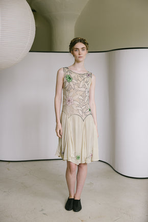 1920s silk chiffon beaded dress