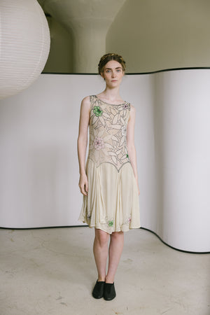 1920s silk chiffon beaded dress