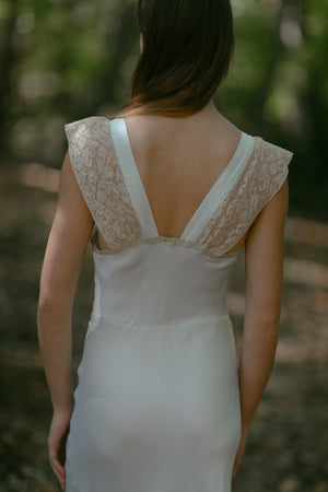 1940s blue silk lace nightgown