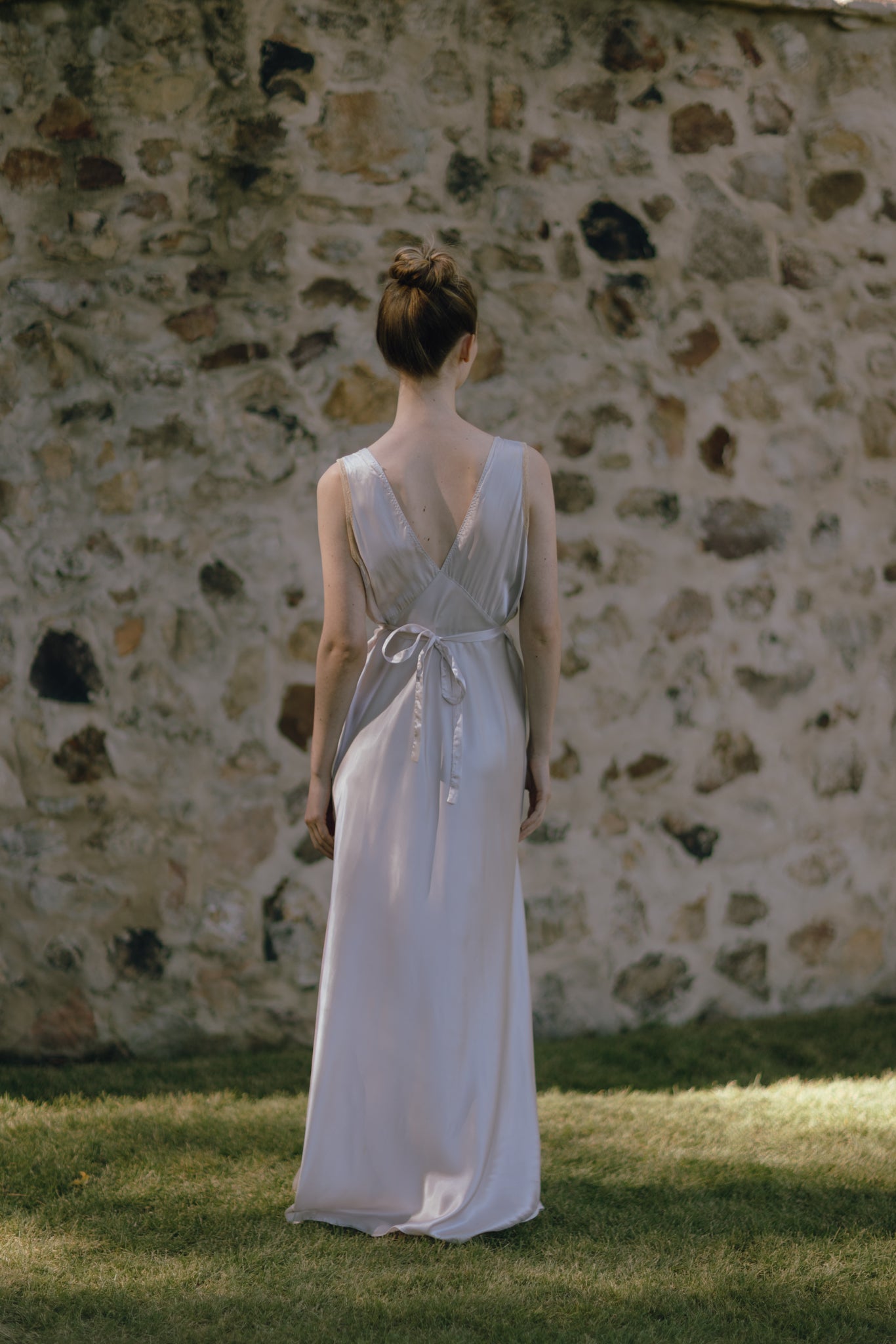 1930s iridescent lavender silk nightgown