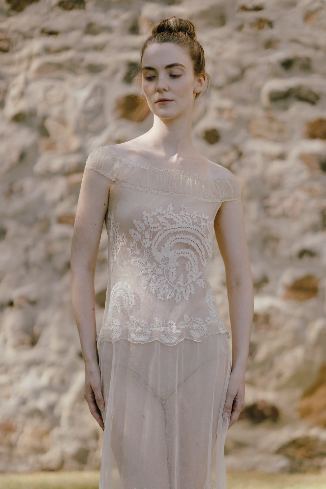 Antique tulle needle less dress