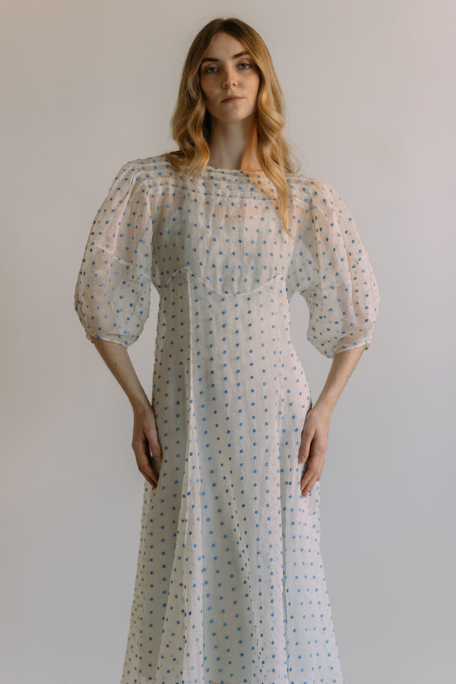 1930s Swiss dot organza gown