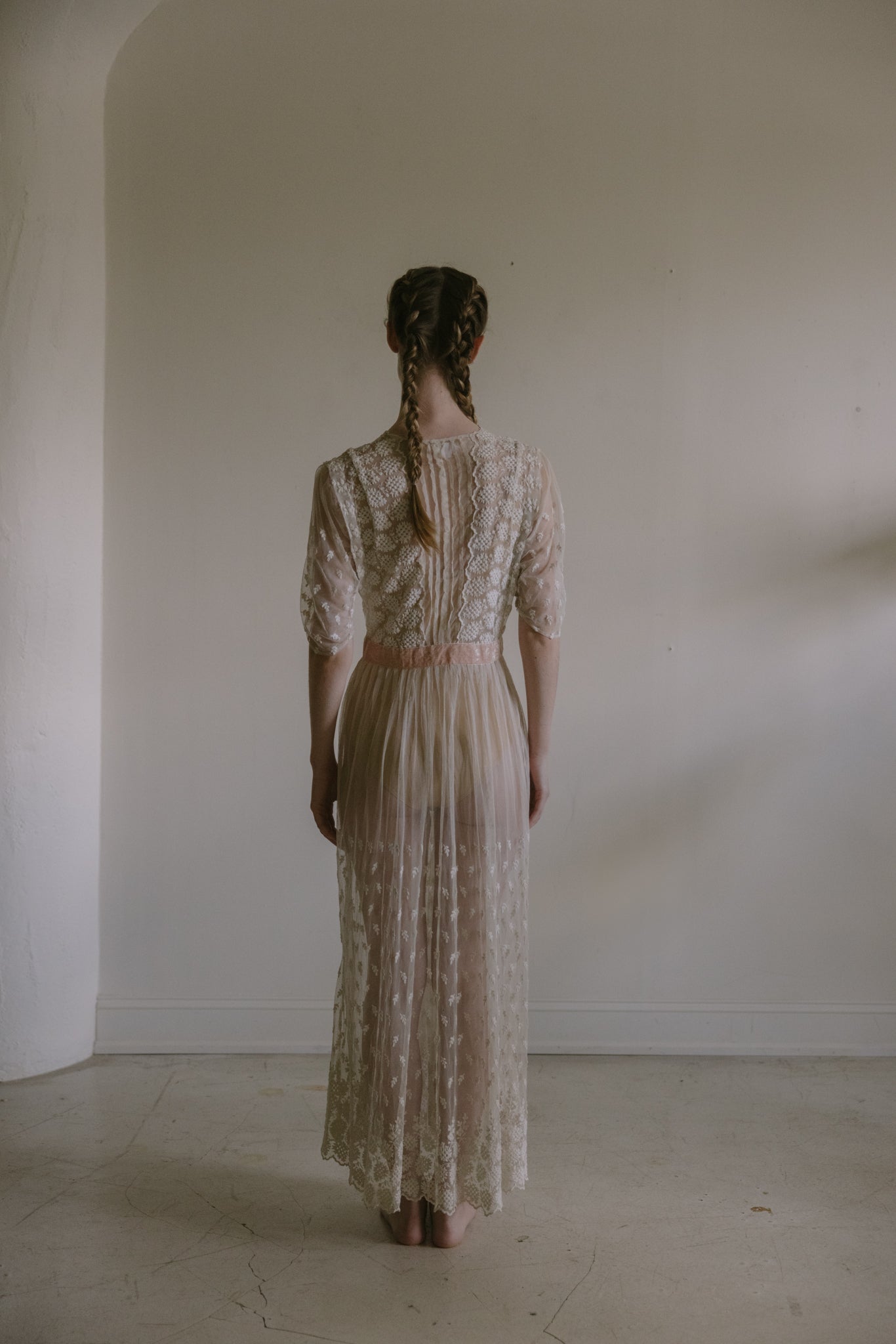 1912 schiffli embroidered tulle dress