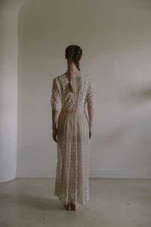 1912 schiffli embroidered tulle dress