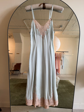 1930s blue silk lace half slip