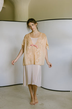1920s French silk lace bed jacket