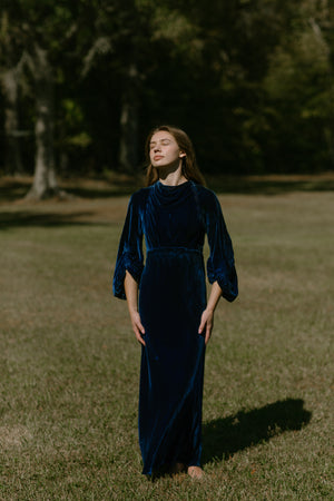 1930s jewel tone silk velvet gown