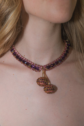 Vintage 1950s Austrian pink prong set crystal necklace