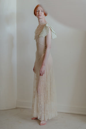 1930s embroidered net gown