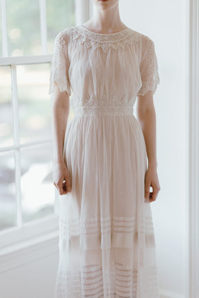 1910s soutache ivory net gown