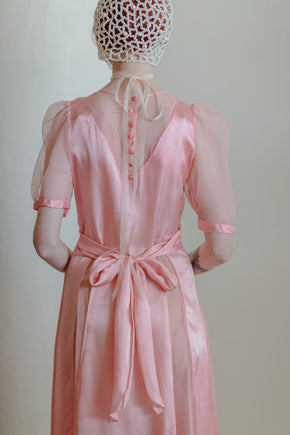 1930s pink silk net gown