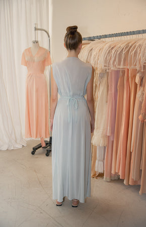 1930s bias French blue silk gown