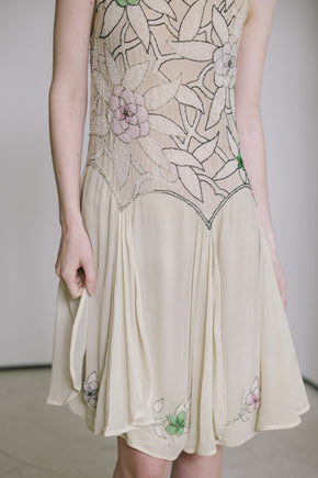 1920s silk chiffon beaded dress