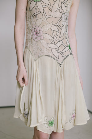 1920s silk chiffon beaded dress