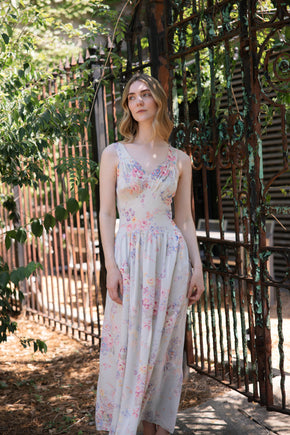 1930s floral rayon nightgown, USA