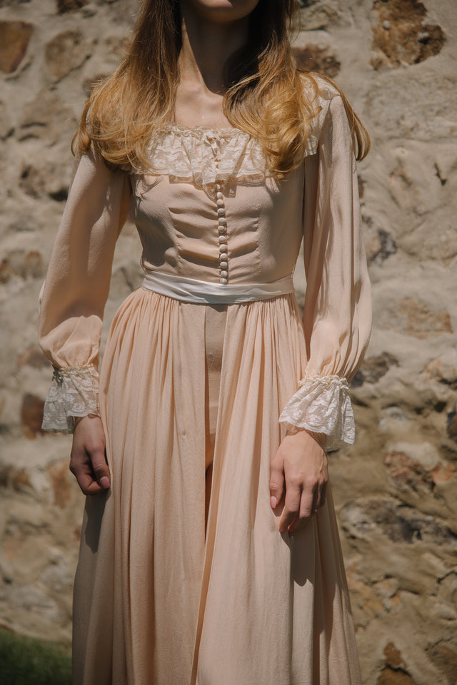 1930s French silk lace peignoir