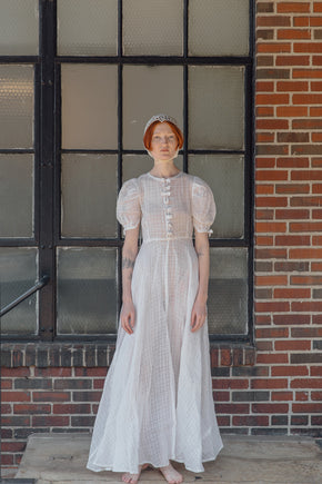 1930s French organdy bow gown