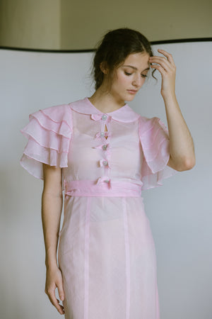 1930s petal pink cotton gown