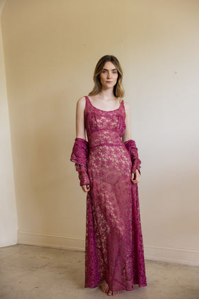 1930s lace evening gown set
