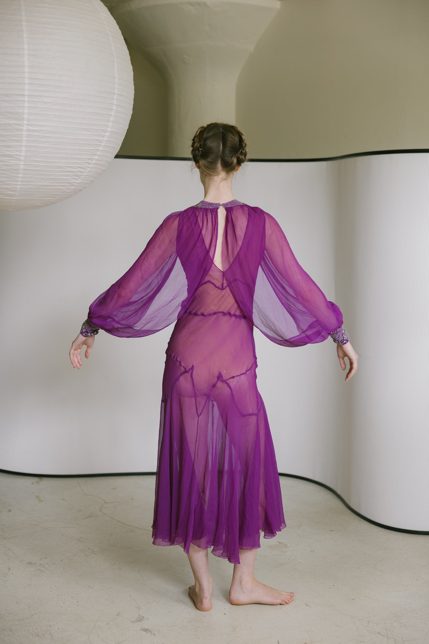 C. 1930s fuchsia silk gown